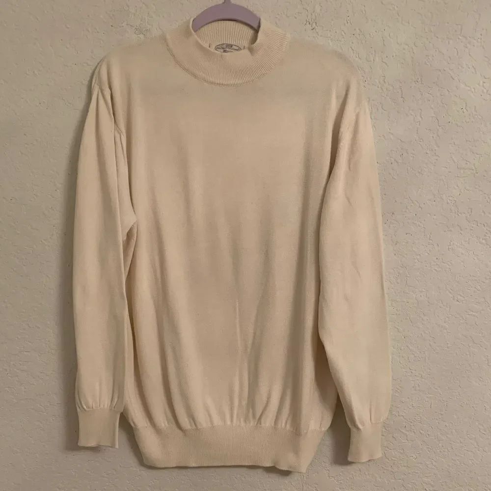 Pronto Uomo Italy Men's Off-White Sweater Mock Neck Cotton Rayon Size XL